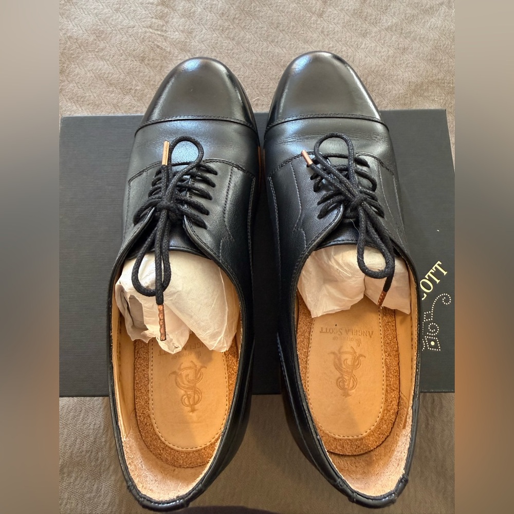 The Office of Angela Scott black Oxford Mr Franklin leather discontinued 38.5 👀 - Picture 6 of 16